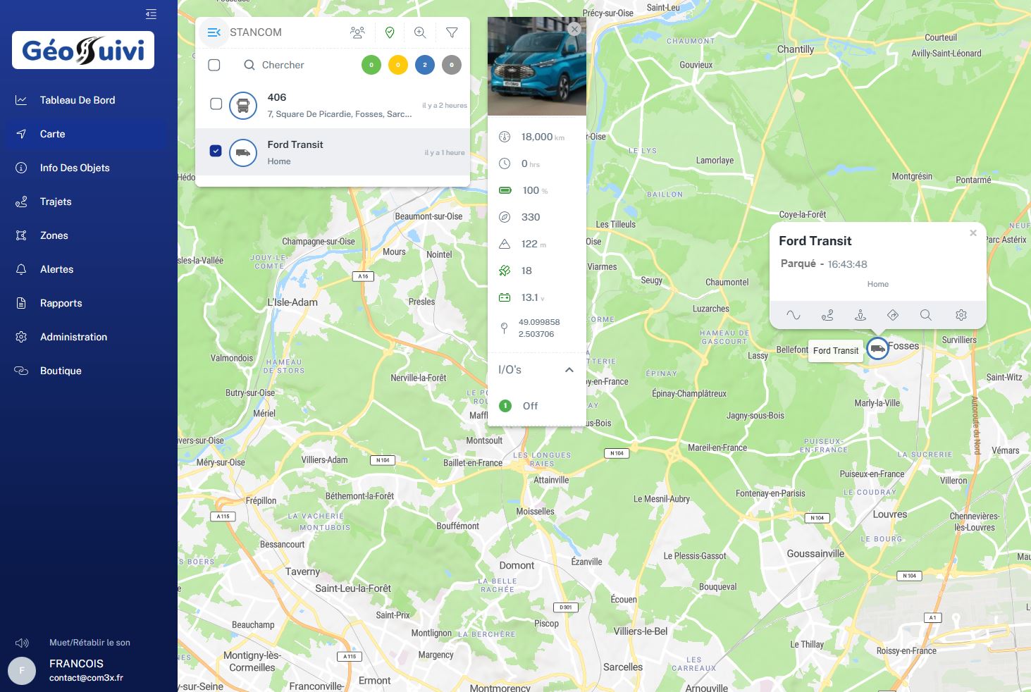 Carte en temps réel GéoSuivi